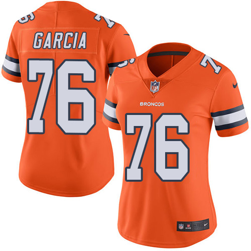 Women's Elite Max Garcia Nike Jersey Orange - #76 Rush NFL Denver Broncos